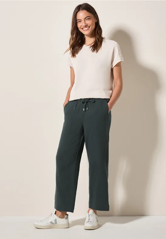 Weitbein Baumwoll-Musselin Hose