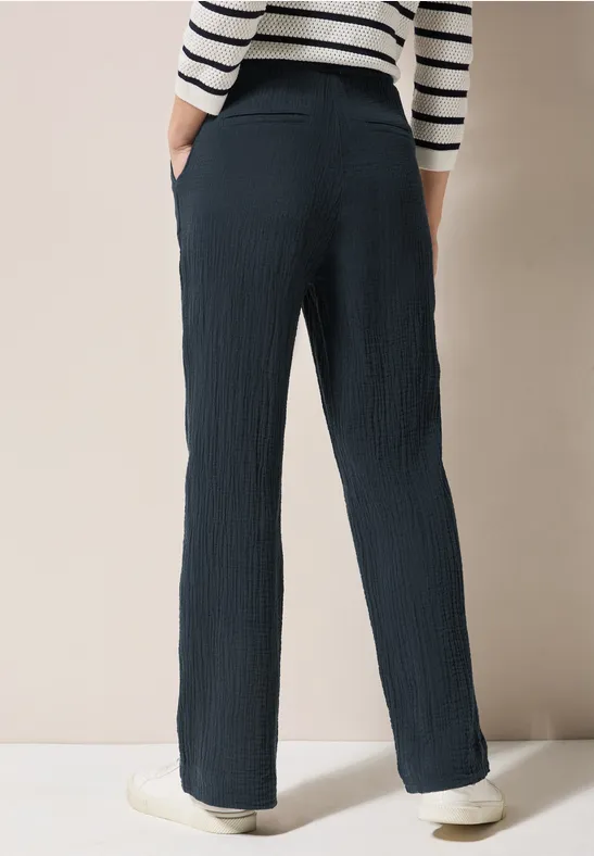 Damen Crinkle-Hose mit weitem Bein