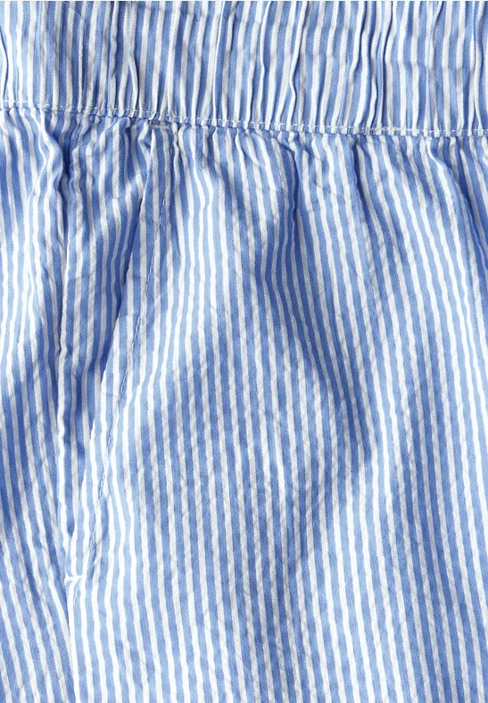 Gestreifte Seersucker Hose mit weitem Bein