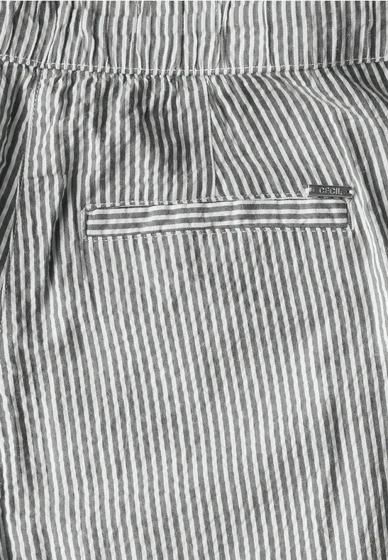 Gestreifte Seersucker-Hose mit Kordelzug