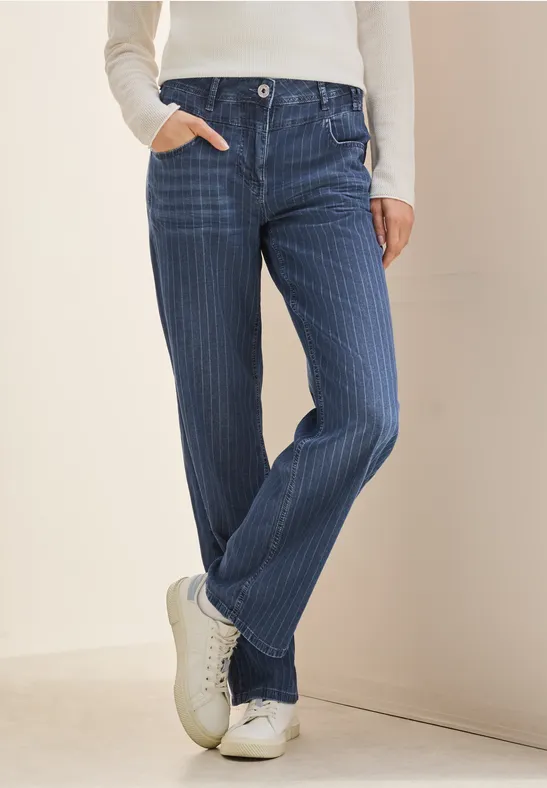 Wide Leg Jeans mit Nadelstreifen