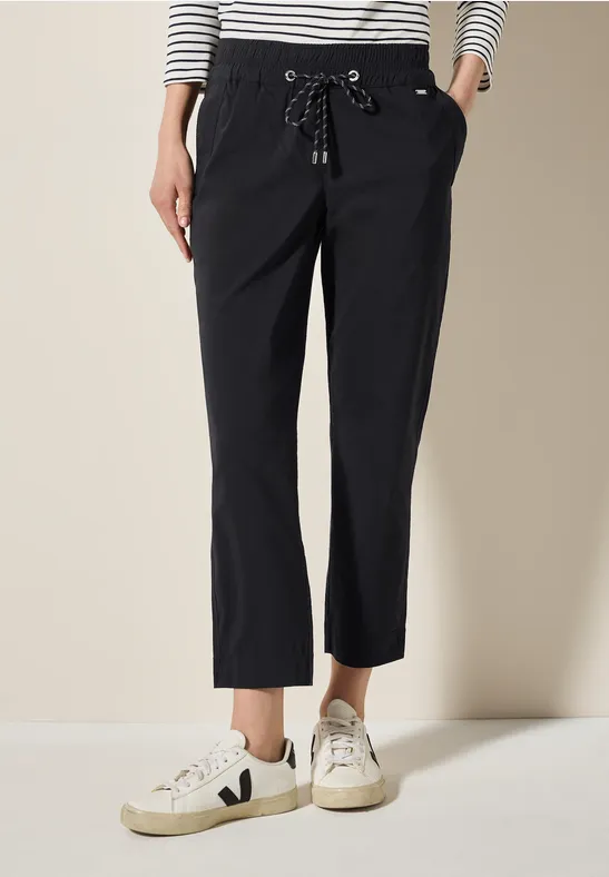 Lässige Cropped Hose mit Kordelzug
