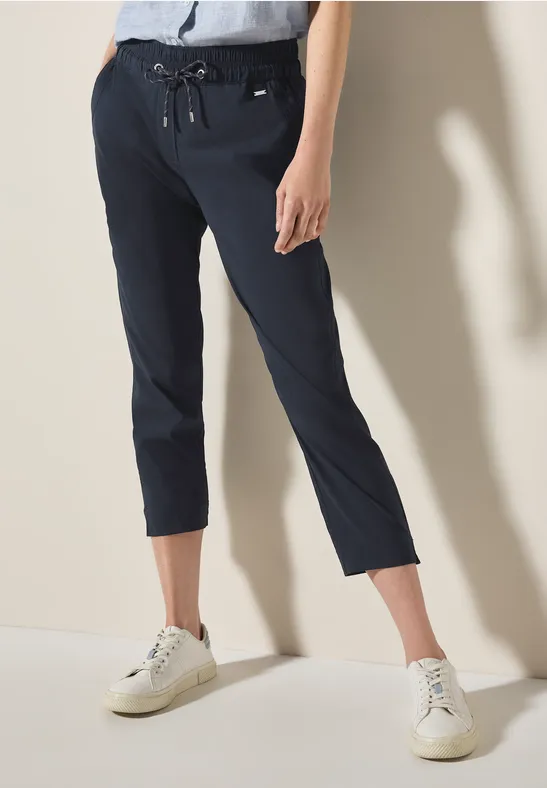 Lässige Cropped Hose mit Kordelzug