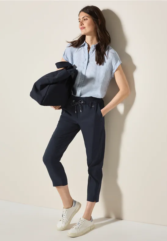 Lässige Cropped Hose mit Kordelzug