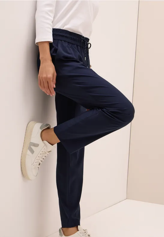 Lässige Cropped Hose mit Kordelzug