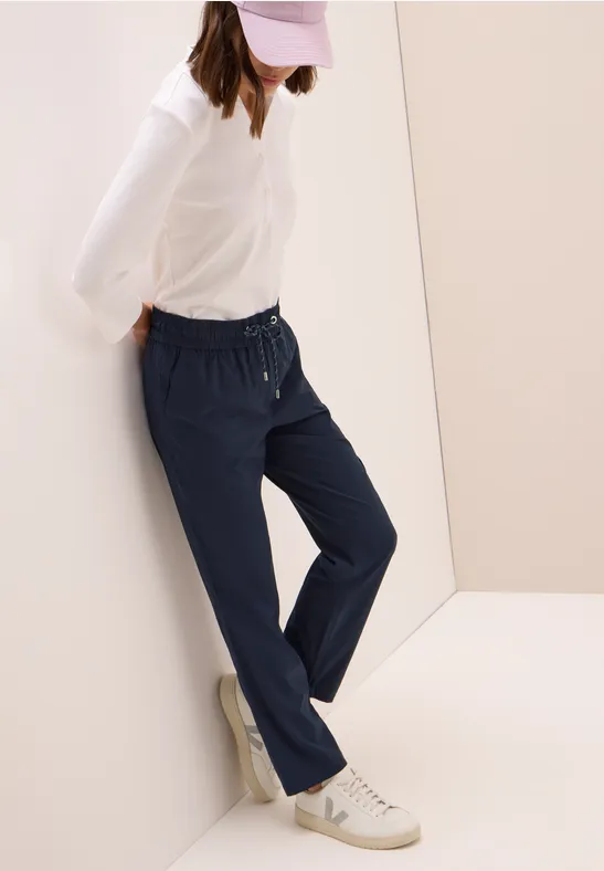 Lässige Cropped Hose mit Kordelzug