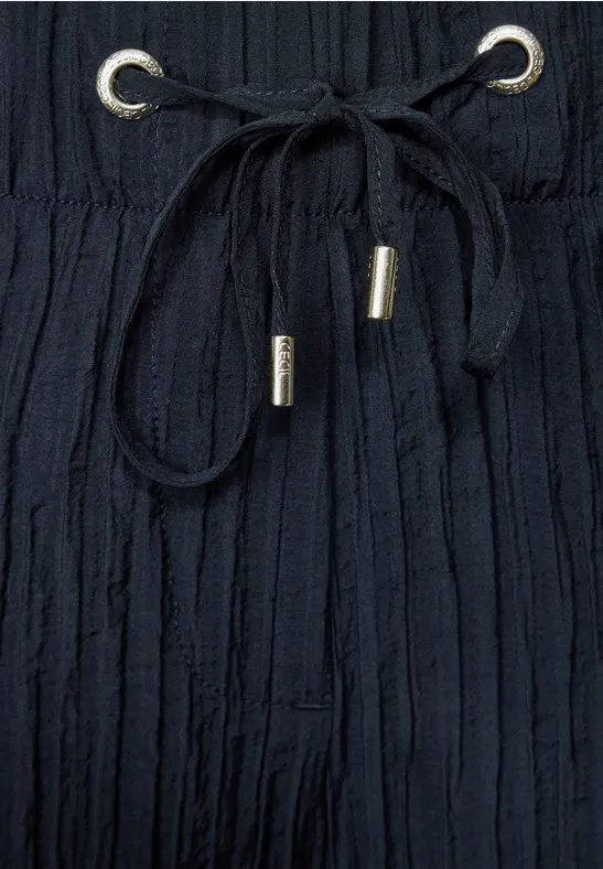 Weite strukturierte Cropped-Hose