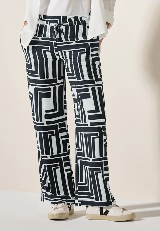 Wide Leg Hose mit geometrischem Muster