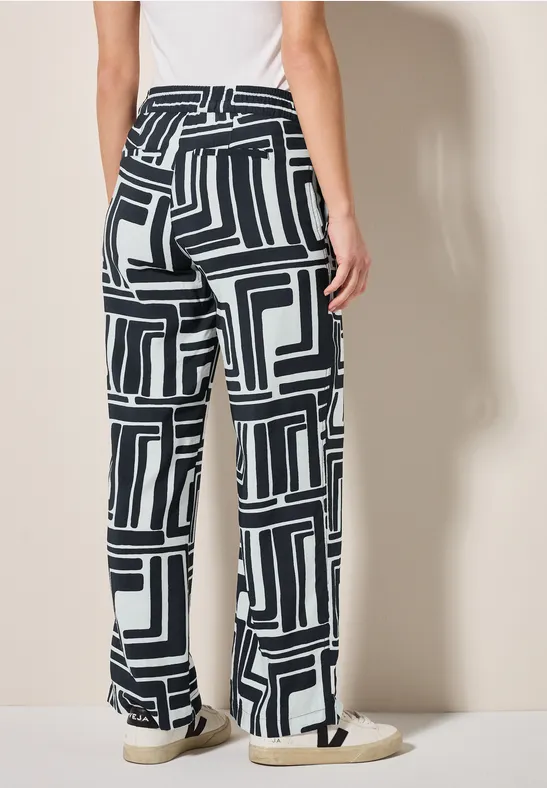 Wide Leg Hose mit geometrischem Muster