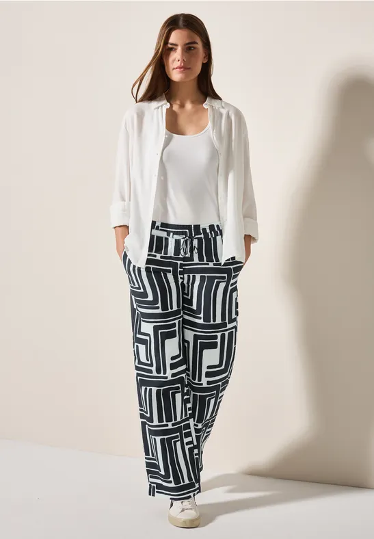 Wide Leg Hose mit geometrischem Muster