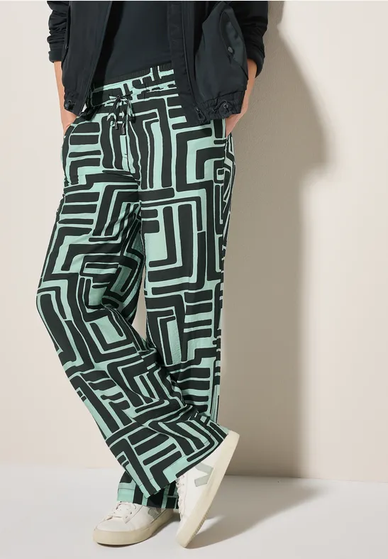 Hose mit geometrischem Muster, weites Bein