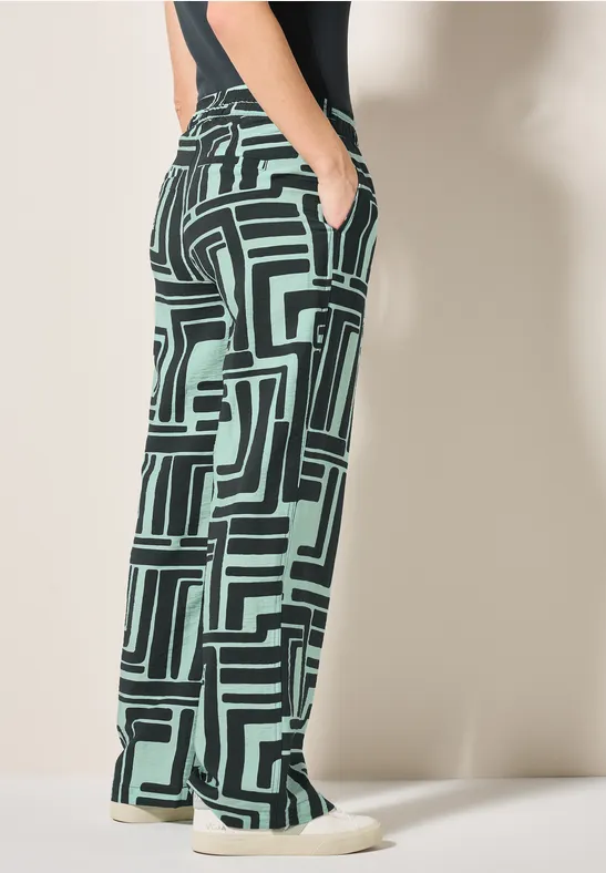 Hose mit geometrischem Muster, weites Bein