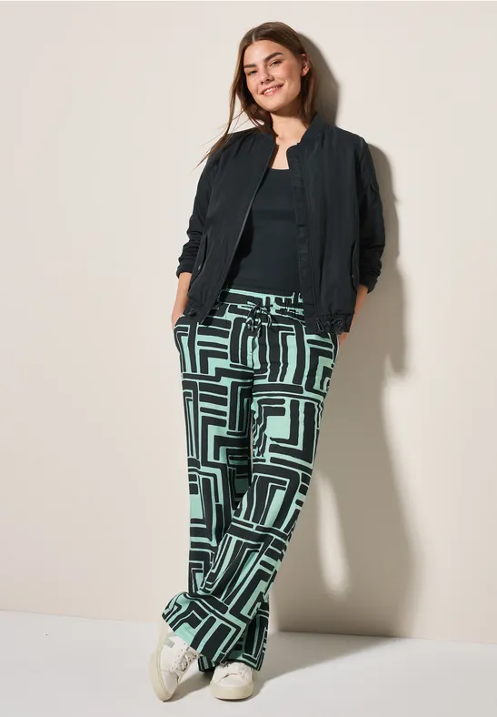 Hose mit geometrischem Muster, weites Bein