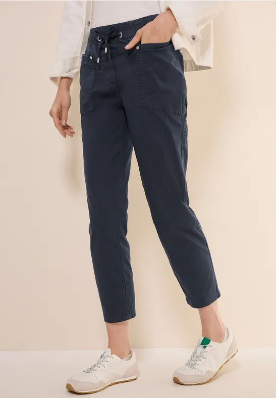 Lässige Cropped Cargohose mit Kordelzug