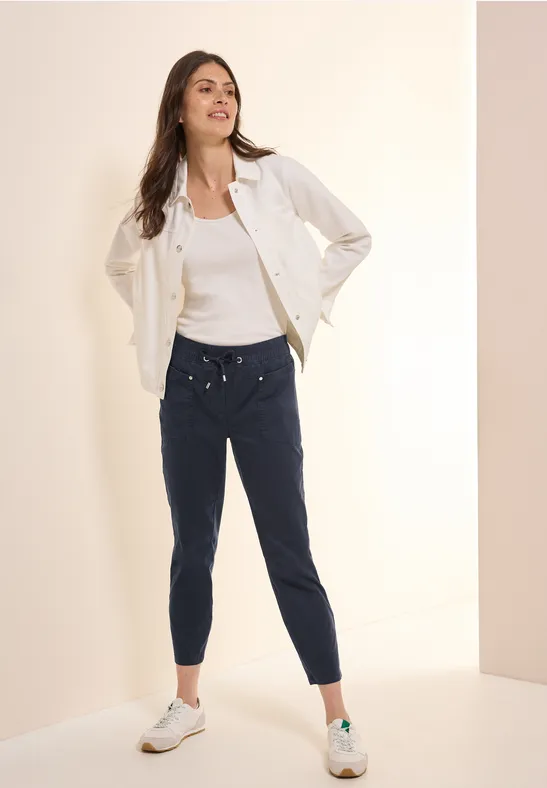 Lässige Cropped Cargohose mit Kordelzug