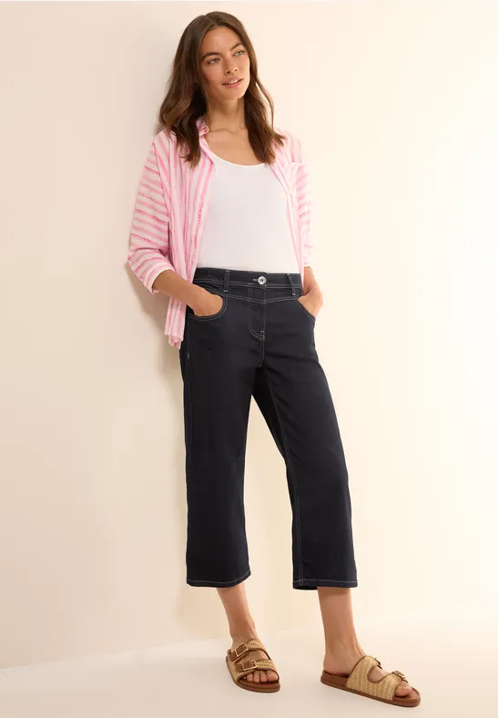Cropped Jeans mit weitem Bein in Rinse Wash
