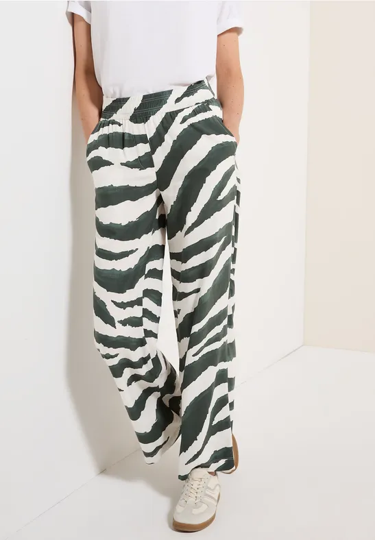 Wide Leg Hose mit Zebra-Print
