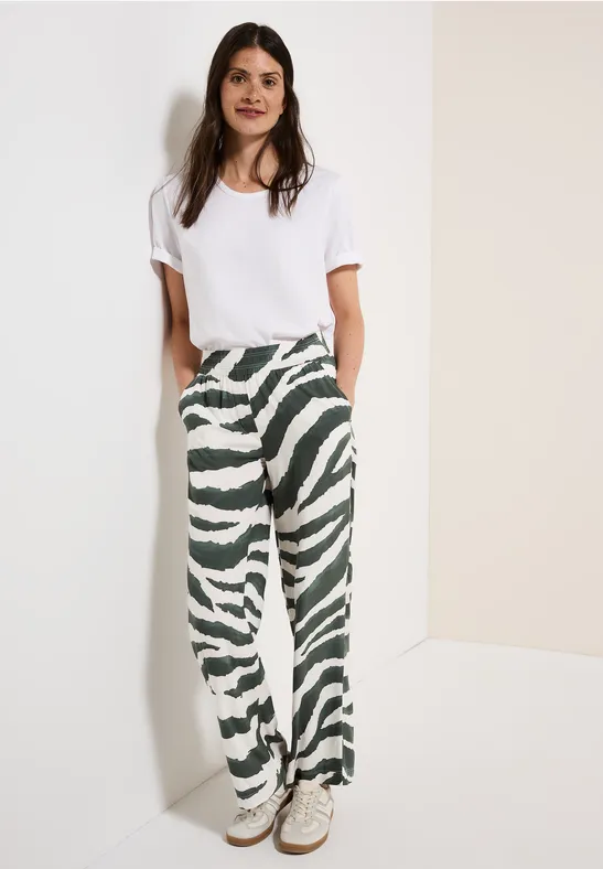 Wide Leg Hose mit Zebra-Print