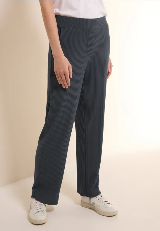 Gerippte Strick Lounge-Hose mit geraden Beinen