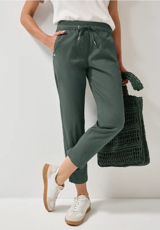Lässige Cropped Hose mit Kordelzug