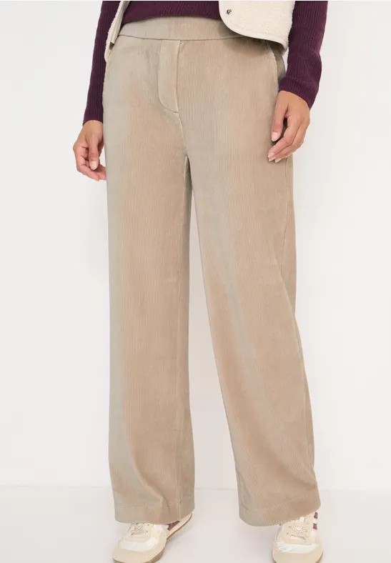 Cordhose mit weitem Bein in Beige