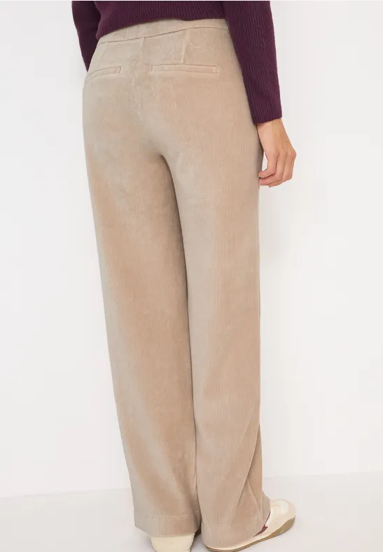 Cordhose mit weitem Bein in Beige