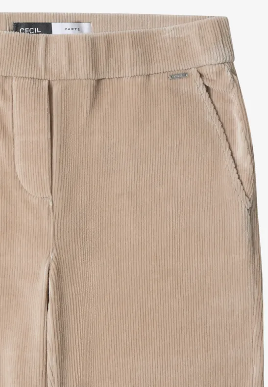Cordhose mit weitem Bein in Beige