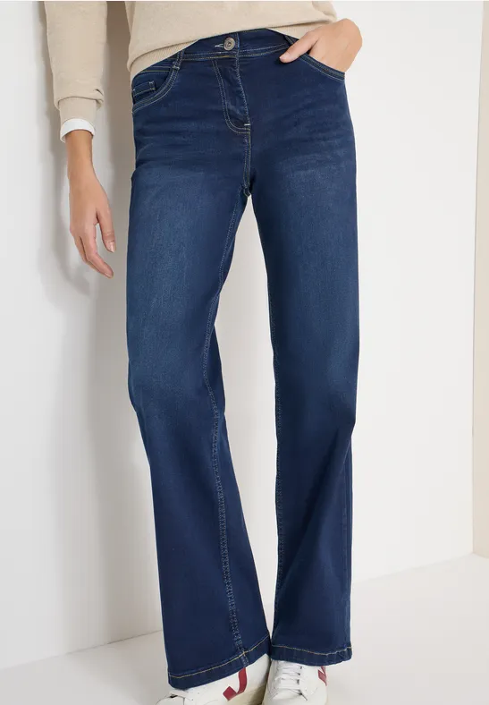 Weit geschnittene Jeans in dunkler Waschung