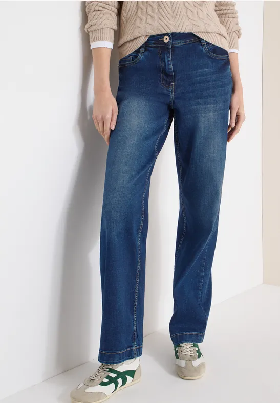 Weit geschnittene Jeans in dunkler Waschung