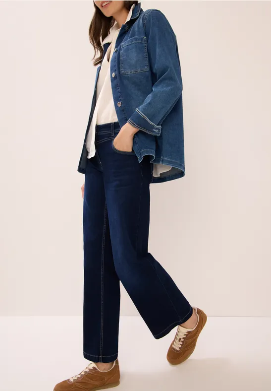 Weit geschnittene Jeans in dunkler Waschung