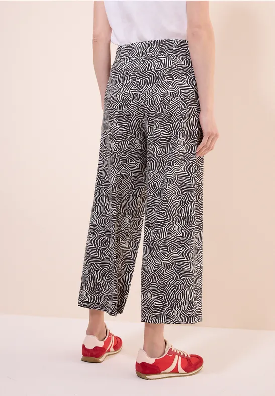 Wide-Leg Hose mit Grafikmuster, Cropped
