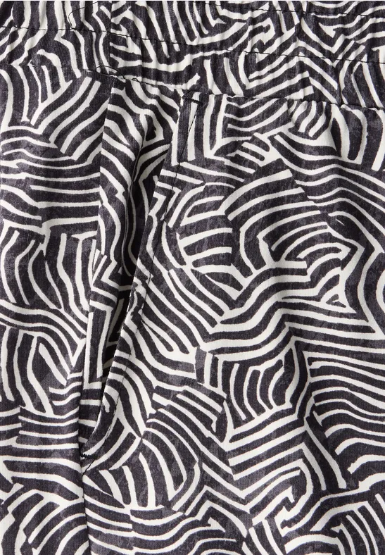 Wide-Leg Hose mit Grafikmuster, Cropped