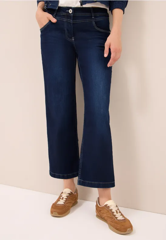 Cropped Jeans mit weitem Bein