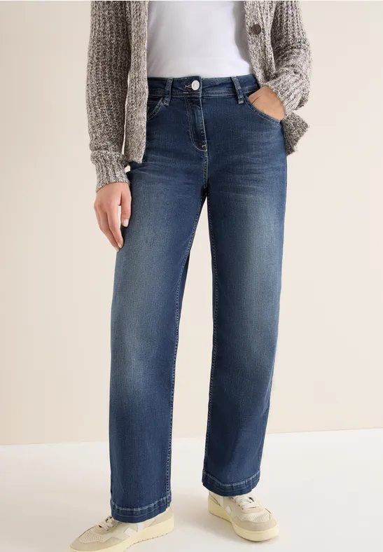 Cropped Jeans mit weitem Bein