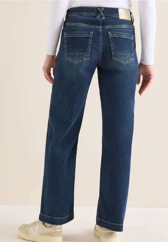 Cropped Jeans mit weitem Bein