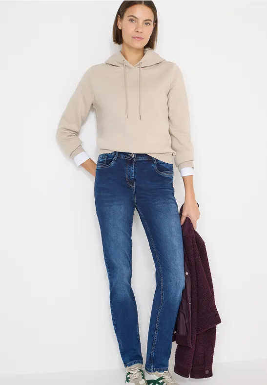 Cropped Jeans mit weitem Bein