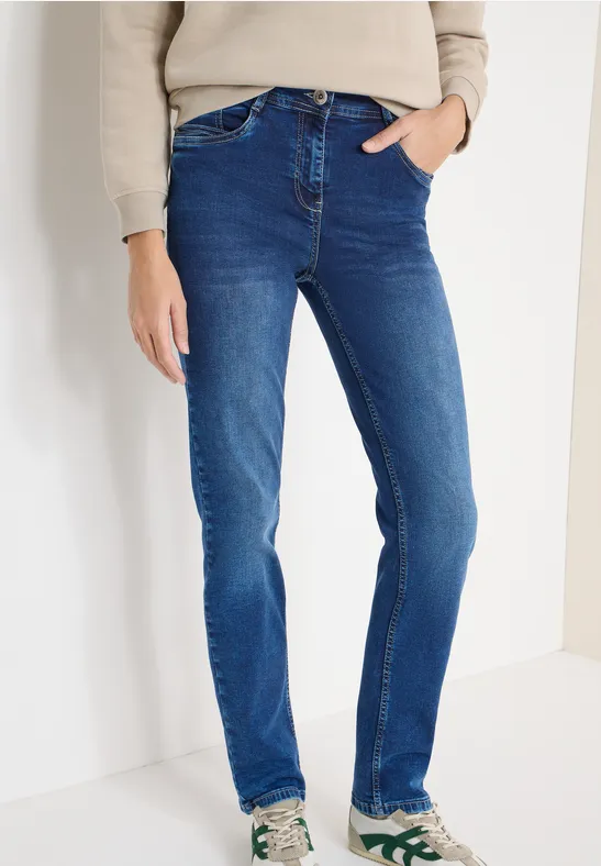Cropped Jeans mit weitem Bein