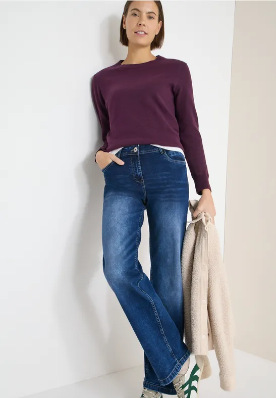 Cropped Jeans mit weitem Bein