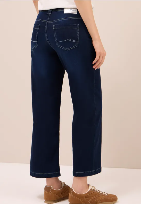 Cropped Jeans mit weitem Bein