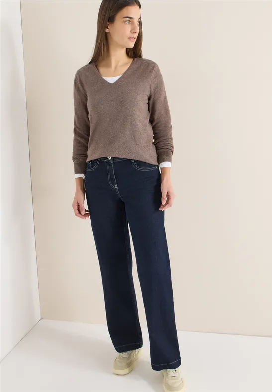 Cropped Jeans mit weitem Bein