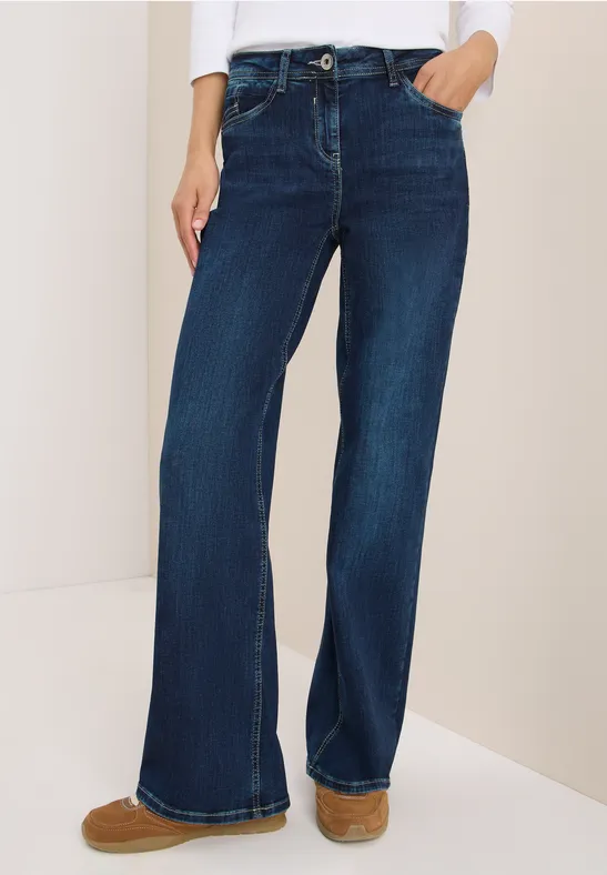 Cropped Jeans mit weitem Bein