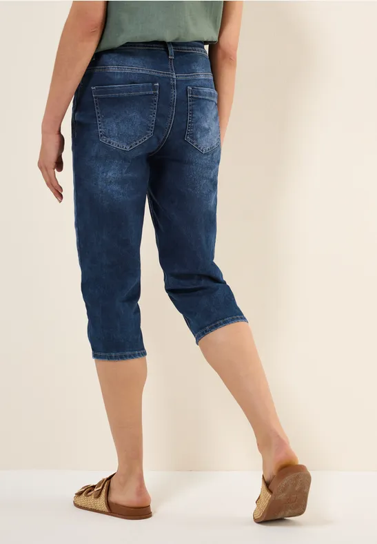 Dunkelblaue Denim Capri Jeans