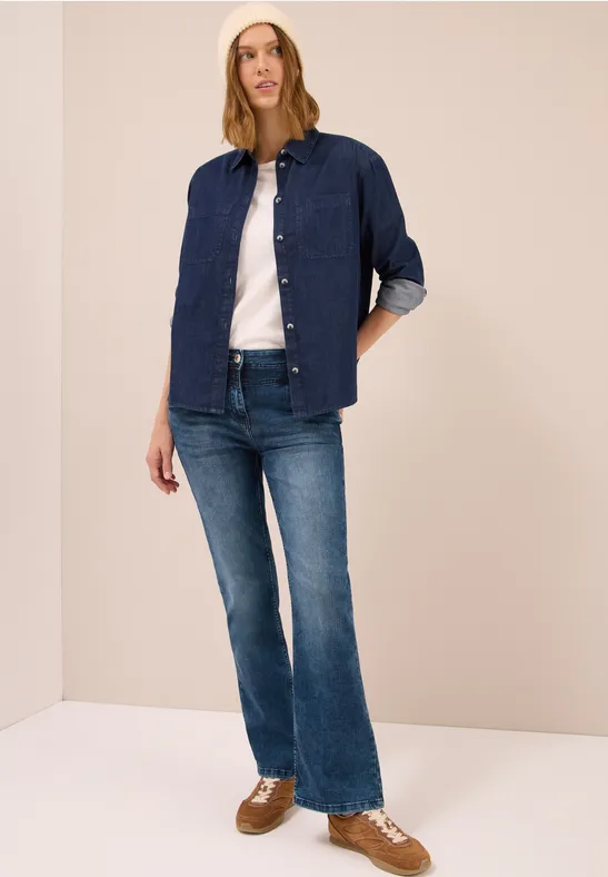 Damen Bootcut Jeans mit Hoher Taille