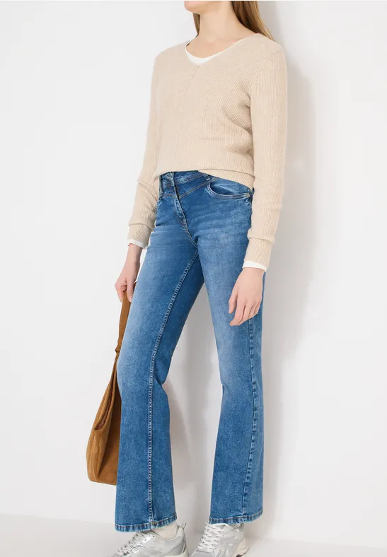 Damen Bootcut Jeans mit Hoher Taille