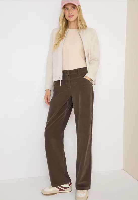 Cordhose mit weitem Bein und hoher Taille