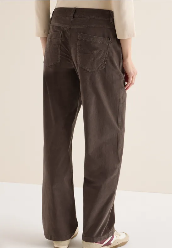 Cordhose mit weitem Bein und hoher Taille