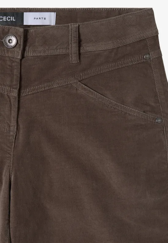Cordhose mit weitem Bein und hoher Taille