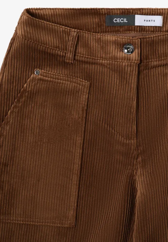 Cordhose mit weitem Bein und hoher Taille
