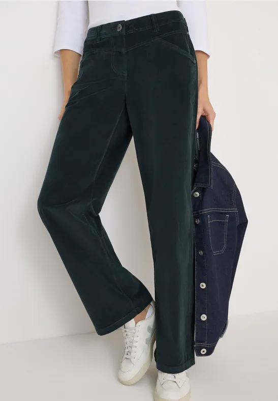Damen Cordhose mit weitem Bein