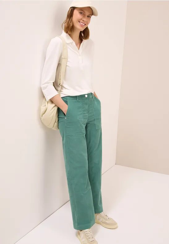 Damen Cordhose mit weitem Bein